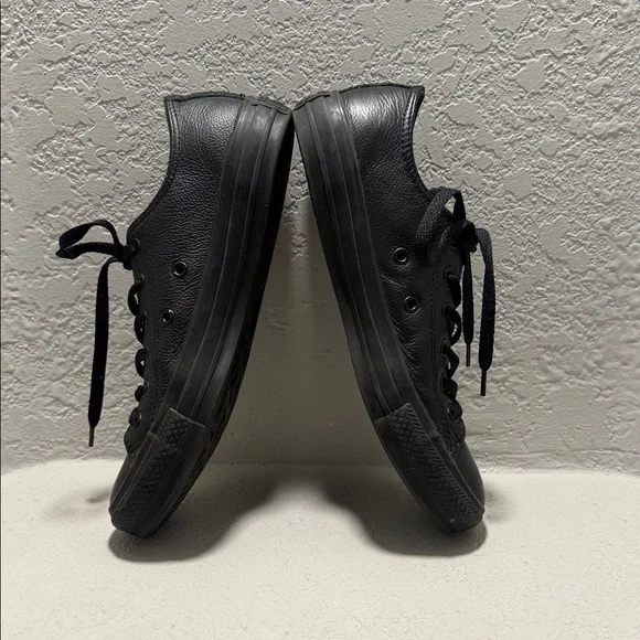 Black Leather Women’s Converse - Picture 3 of 5